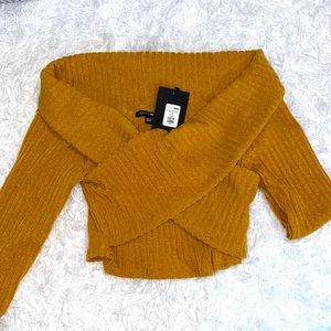 Mustard Yellow Sweater Crop Top